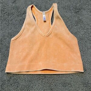Zenana Outfitters Peach Ribbed Crop Top